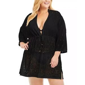 Dotti Plus Size Gypsy Gem Tunic Cove Drawstring Black 3X NWT